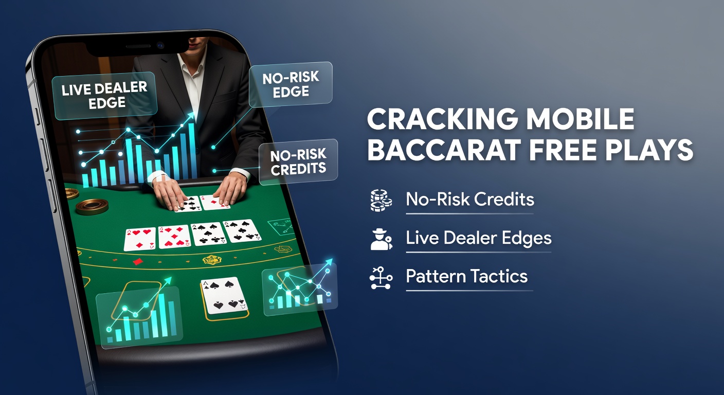 Smartphone mit laufendem Mobile Baccarat Free Play, Live Dealer im Hintergrund und risikofreien Credits angezeigt