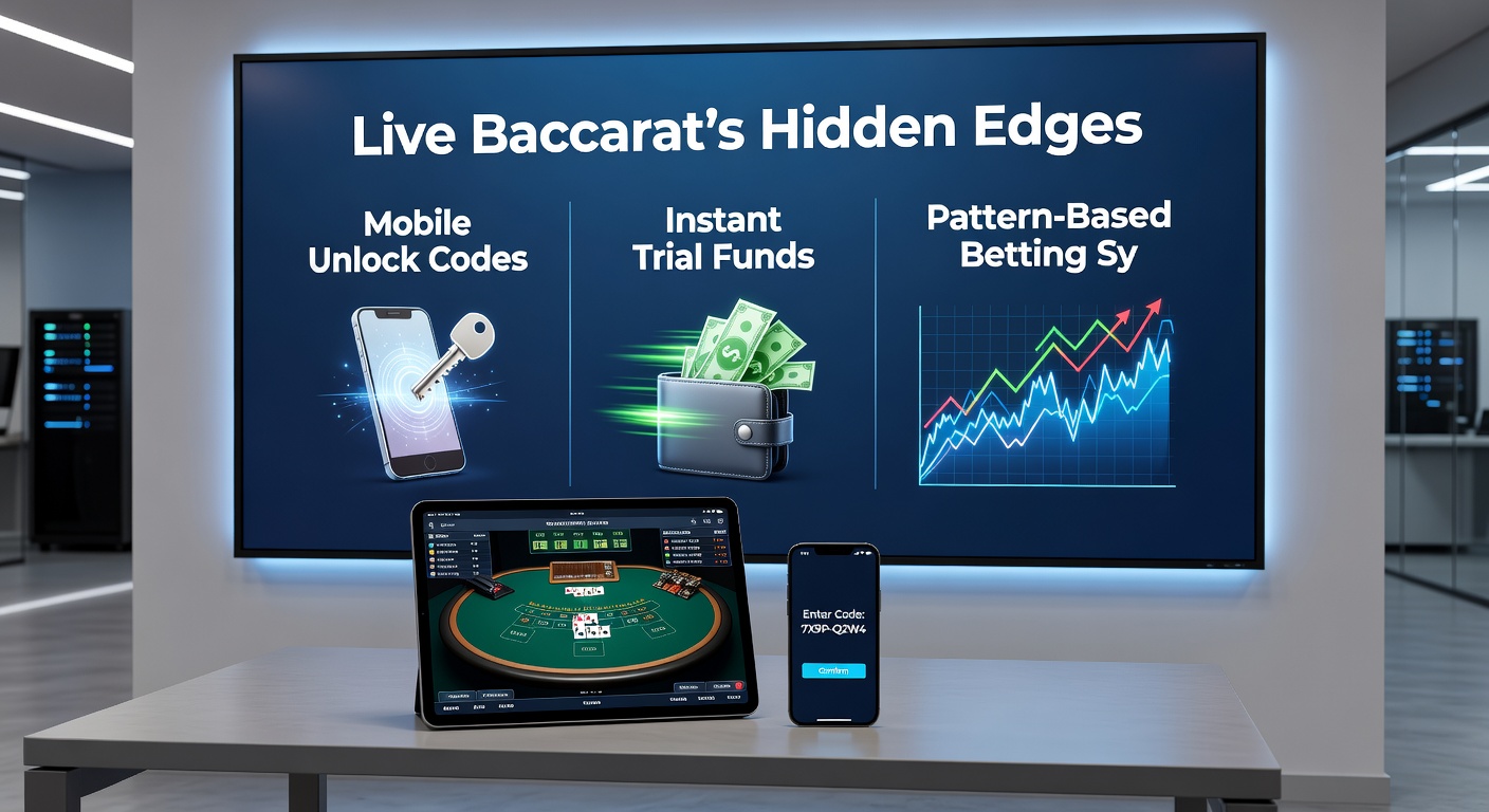 Grafik mit Baccarat-Mustern auf einem Smartphone-Bildschirm, umgeben von Code-Eingabefeldern und Guthaben-Anzeigen